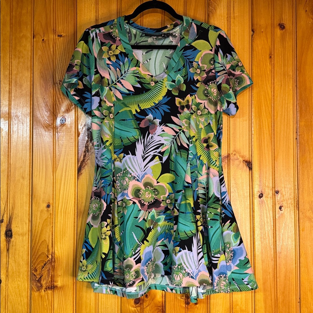 Attitudes by Renee Women’s Tropical Print Midi Dress